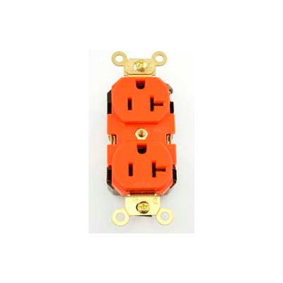 Leviton 5362-SO Duplex Receptacle, Straight Blade, Contractor Pack, Orange
