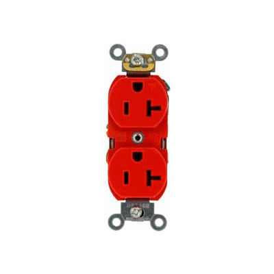 Leviton 5362-SR Duplex Receptacle, Straight Blade, Contractor Pack, Red