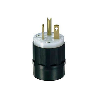 Leviton 5466-C 20A, 250V, NEMA 6-20P, 2P, 3W, Plug, Grounding, Black-White