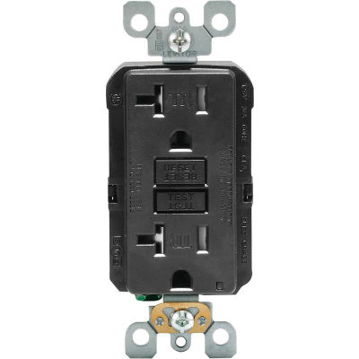 Leviton GFTR2-E SmartlockPro Self-Test GFCI Receptacle, Tamper Resistant, 20A, Black