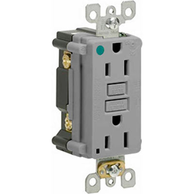 Leviton GFNT1-HFG 15A, 125V, SmartlockPro Slim Self-Test GFCI Receptacle, Hospital Grade, Gray