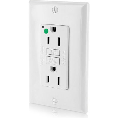 Leviton GFNT1-HGW SmartlockPro Hospital Grade GFCI Receptacle, 15A, Includes Wallplate, White