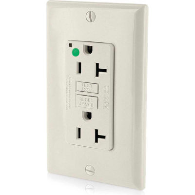 Leviton GFNT2-HGT 20A SmartlockPro Self-Test GFCI Recpt, Hospital Grade, Light Almond