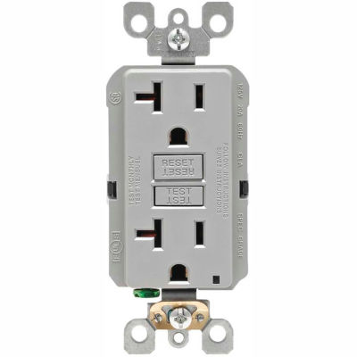 Leviton GFNT2-GY 20A SmartlockPro Self-Test GFCI Duplex Recpt, Ind Light, Wire Leads, Gray