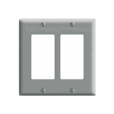 Leviton 80409-GY 2-Gang Decora/GFCI Device Decora, Standard, Thermoset, Gray
