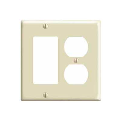 Leviton 80455-I 2-Gang 1-Duplex 1-Decora/GFCI Device Combo, Standard, Ivory