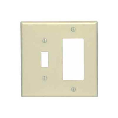 Leviton 80605-I 2-Gang 1-Toggle 1-Decora/GFCI Device Combo, Ivory