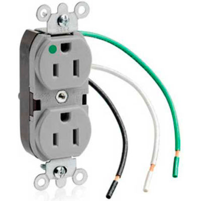 Leviton 8200-Lgy 15a, 125v, Slim Body Duplex Receptacle, Grounding, Gray - Min Qty 11