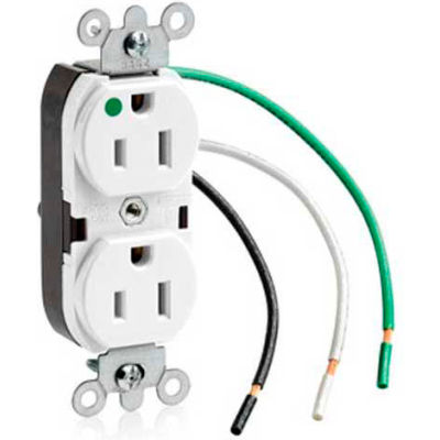 Leviton 8200-Lw 15a, 125v, Slim Body Duplex Receptacle, Grounding, White - Min Qty 11