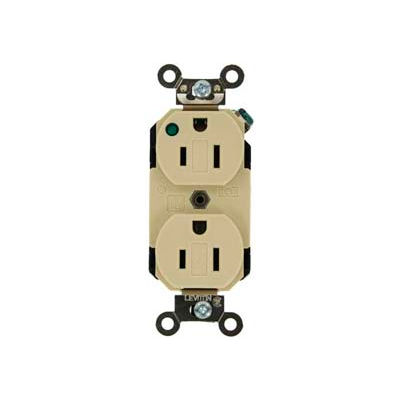 Leviton 8200-Pli 15a, 125v, Duplex Receptacle, Self Grounding, Ivory - Min Qty 9
