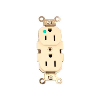 Leviton 8200-T Duplex Receptacle, Straight Blade, Self Grounding, Light Almond - Min Qty 12