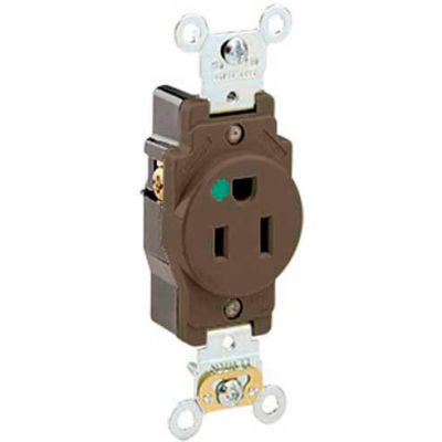 Leviton 8210 15a, 125v, Single Receptacle, Brown - Min Qty 14