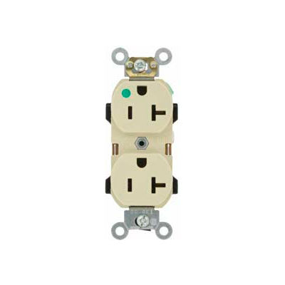 Leviton 8300-Hij 20a, 125v, Narrow Body Duplex Receptacle, Self Grounding, Ivory - Min Qty 11