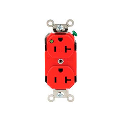 Leviton 8300-Plr 20a, 125v, Duplex Receptacle, Self Grounding, Red - Min Qty 8