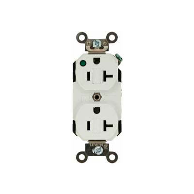 Leviton 8300-Plw 20a, 125v, Duplex Receptacle, Self Grounding, White - Min Qty 8