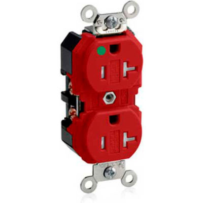 Leviton 8300-Sgr Duplex Receptacle, Straight Blade, Self Grounding, Red - Min Qty 8