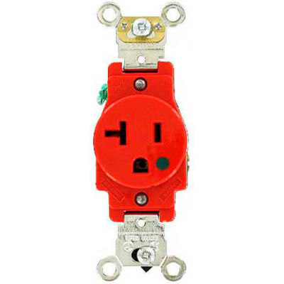 Leviton 8310-R 20a, 125v, Single Receptacle, Red - Min Qty 13