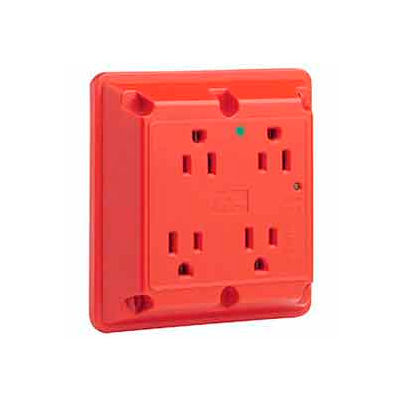 Leviton 8480-R 4-In-1 Receptacle, Straight Blade, Hospital Grade, Red - Min Qty 4