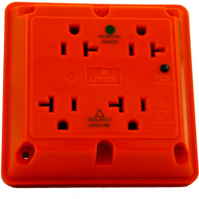 Leviton 8490-Ig 20a 4-In-1 Surge Receptacle W/ Indicator Lht, Iso Ground, Orange - Min Qty 3