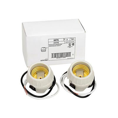 Leviton 8876 Incandescent Lampholder, Porcelain, Medium Base