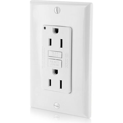 Leviton GFNT1-W 15A SmartlockPro Self-Test GFCI Duplex Recpt, Ind Light, Wire Leads, White