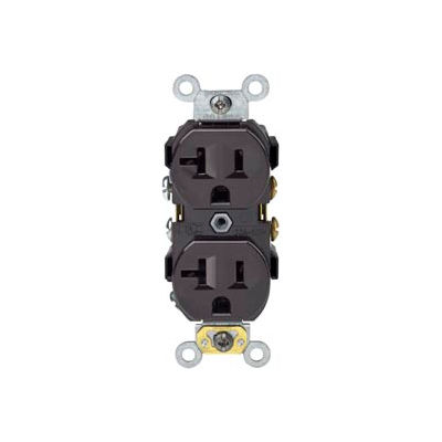 Leviton BR20 20A, 125V, Duplex Receptacle, Self Grounding, Brown - Pkg Qty 10