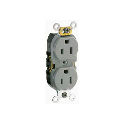 Leviton CR015-GY 15A, 125V, Slim Body Duplex Receptacle,, Gray - Pkg Qty 10