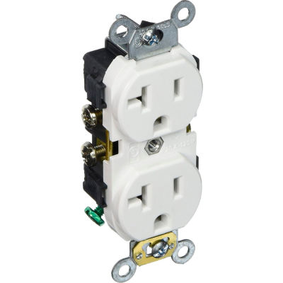 Leviton CR020-W 20A, 125V, Slim Body Duplex Receptacle, White