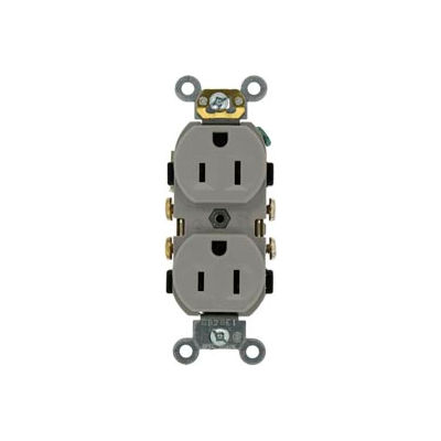 Leviton CR15-GY 15A, 125V, Duplex Receptacle, Self Grounding, Gray - Pkg Qty 100