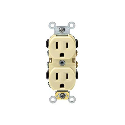 Leviton CR15-I 15A, 125V, Duplex Receptacle, Self Grounding, Ivory - Pkg Qty 10