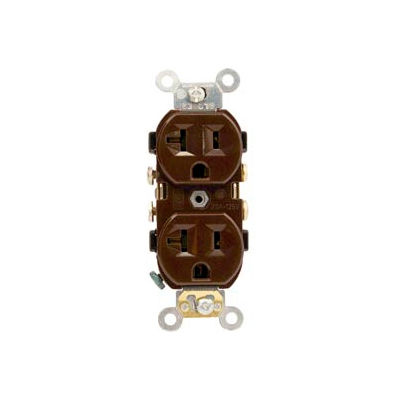 Leviton CR20-S 20 Amp, 125 Volt, NEMA 5-20R, 2P, 3W, Duplex Receptacle, Brown - Pkg Qty 10