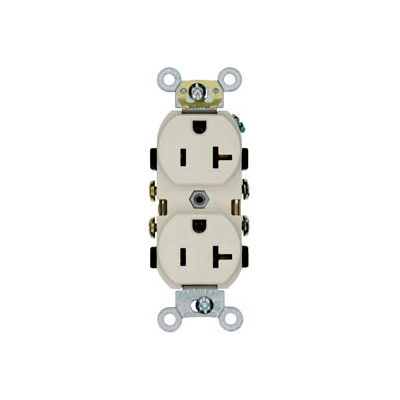 Leviton CR20-T 20A, 125V, Duplex Receptacle, Self Grounding, Light Almond
