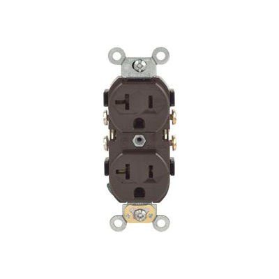 Leviton CR20 20A, 125V, Duplex Receptacle, Self Grounding, Brown