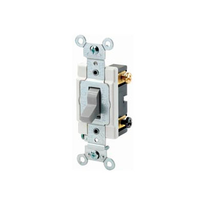 Leviton CSB3-20G 20 Amp, 120/277 Volt, 3-Way, Grounding, Bk & Side Wired, Gray