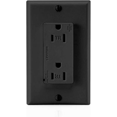 Leviton T5280-E Tamper Resistant Decora Duplex Surge Suppressor Recpt 15a, Black - Min Qty 4