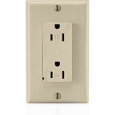 Leviton T5280-I Tamper Resistant Decora Duplex Surge Suppressor Recpt 15a, Ivory - Min Qty 4