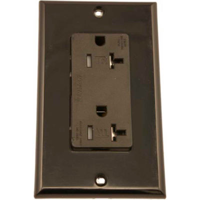 Leviton T5380-E Tamper Resistant Decora Duplex Surge Suppressor Recpt 20a, Black - Min Qty 4