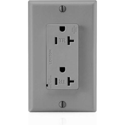 Leviton T5380-Gy Tamper Resistant Decora Duplex Surge Suppressor Recpt 20a, Gray - Min Qty 4