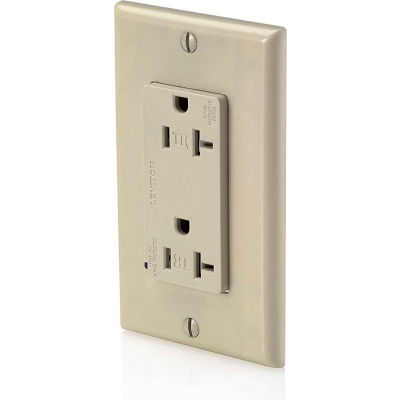 Leviton T5380-I Tamper Resistant Decora Duplex Surge Suppressor Recpt 20a, Ivory - Min Qty 4