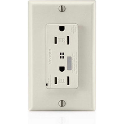 Leviton T7280-T Tamper Resistant Decora Surge Prot. Dplx Recpt, 15a, Lt. Alm. - Min Qty 4