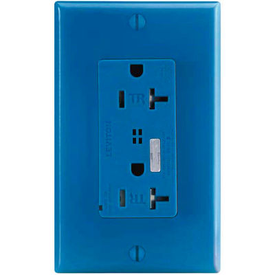 Leviton T7380-B Tamper Resistant Surge Prot. Decora Duplex Recpt, 20a, Blue - Min Qty 4