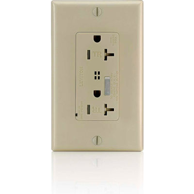 Leviton T7380-I Tamper Resistant Decora Duplex Surge Prot. Recpt 20a, Ivory - Min Qty 4