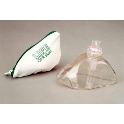 LIFE® CPR Mask for Adult and Child w/One-Way Valve in Nylon Zip-Bag, #LIFE-100B