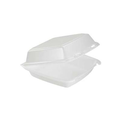 DART® DCC85HT1, Foam Hinged Food Container, 1 Compartment, White, 200/Carton