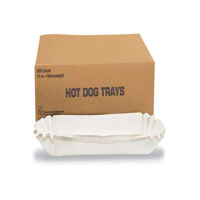 Hoffmaster HFM 610740 - Fluted Hot Dog Trays, Heavy Weight Paper, 6"W X 2"D X 2"H, White, 3,000 ct