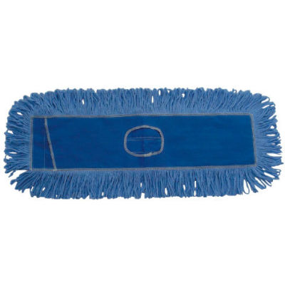 18" x 5" Looped-End Cotton/Synthetic Fiber Dust Mop Head, Blue - BWK1118