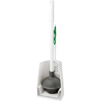 Libman Commercial Toilet Brush/Plunger Combo W/Caddy, White/Green - 1024 - Pkg Qty 2
