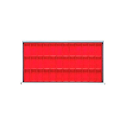 HS Drawer Layout, 36 Plastic Boxes 2" H