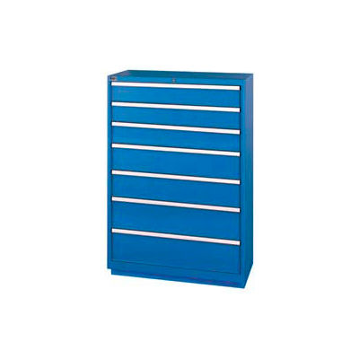 Lista® 7 Drawer Shallow Depth, 59-1/2"H Cabinet - Bright Blue, Master Keyed