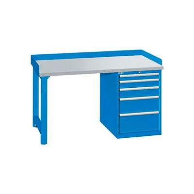 60x30x35.25 Cabinet & Leg workstation w/5 drawers, back & end stops/plastic laminate top